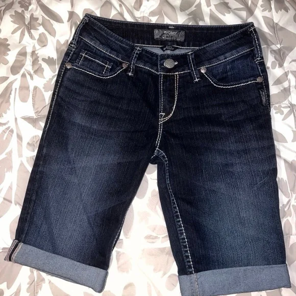 Silver Jeans Dark Wash Denim Shorts - Picture 1 of 5